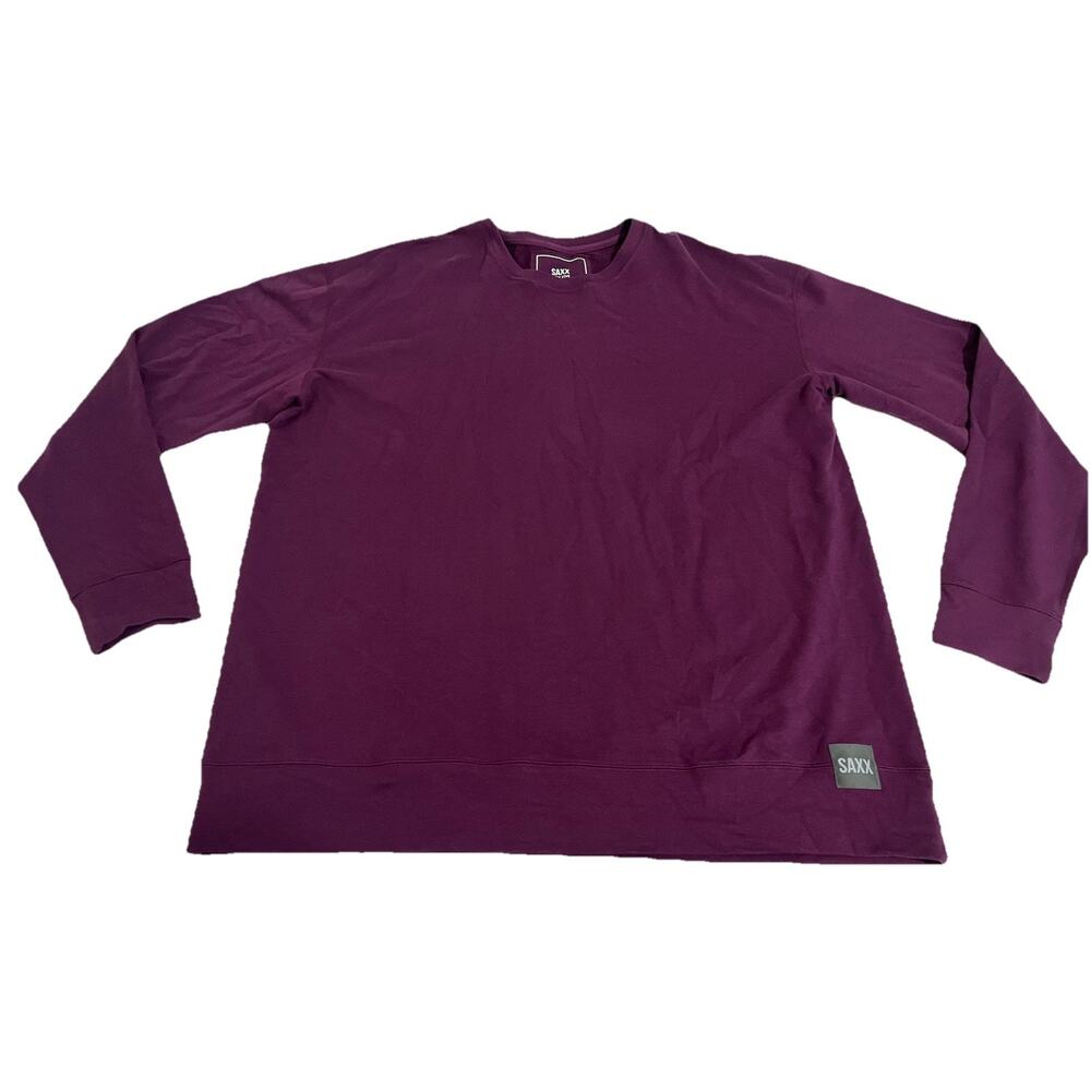 Saxx Sweater Mens XL Burgundy 3Six Five French Terry Crew Sweater Soft Gym